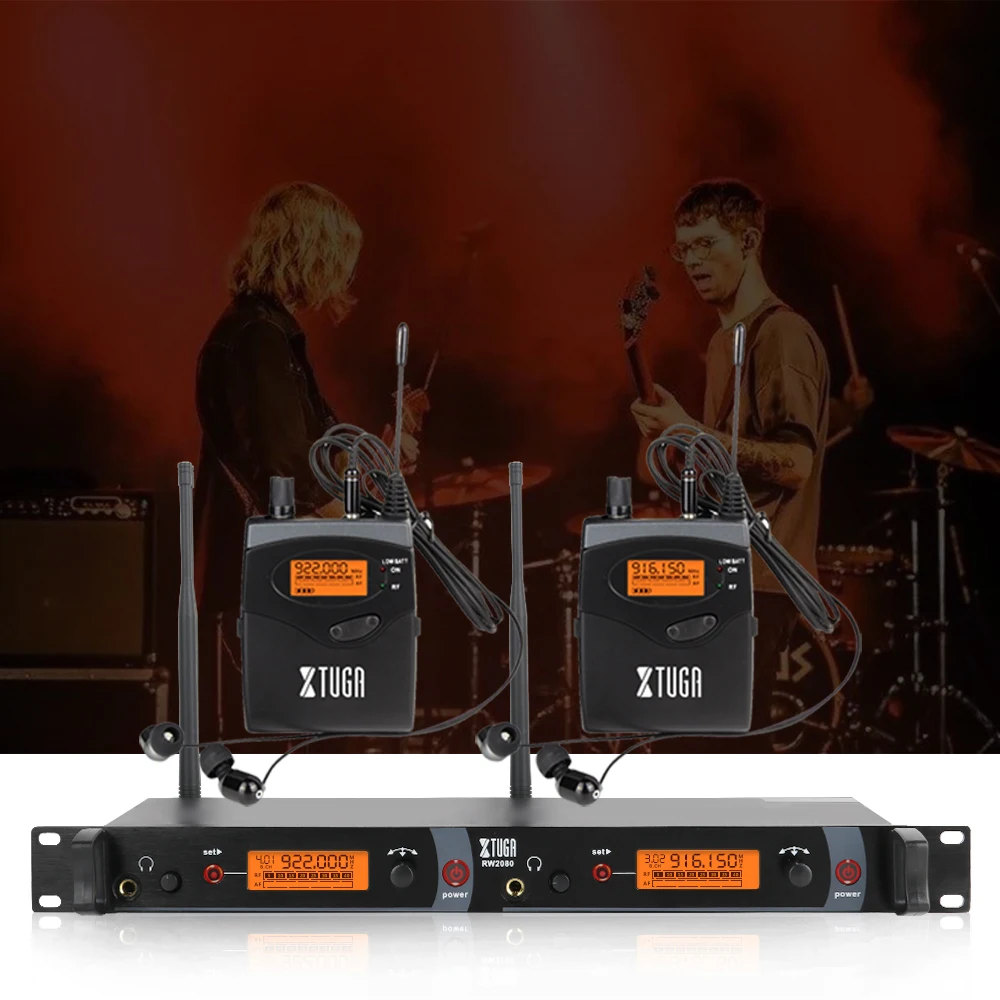 

UHF Wireless In Ear Monitor system XTUGA RW2080 2-channel Signal Transmitter 4 Bodypack receiver for Stage Band Recording Studio