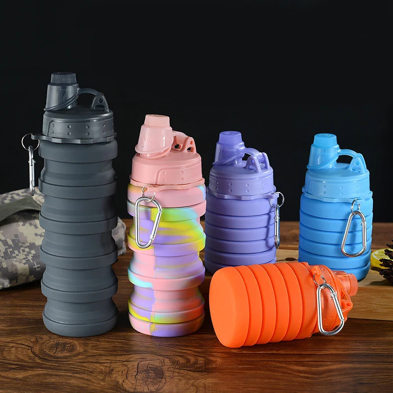 Neue tragbare Silikon-Wasserflasche, einziehbar, zusammenklappbar, Kaffeeflasche, Tassen, E, Outdoor-Reisewerkzeuge, zusammenklappbare Sportflaschen – Detail 7