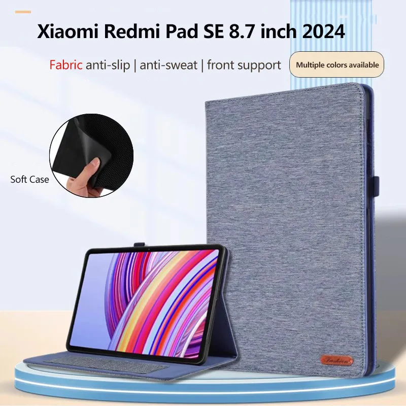 Oxford Doek Tablet Case Voor Xiaomi Redmi Pad Se 8.7 Inch 2024 Smart Wake/Slaap Doek Textuur Beschermhoes