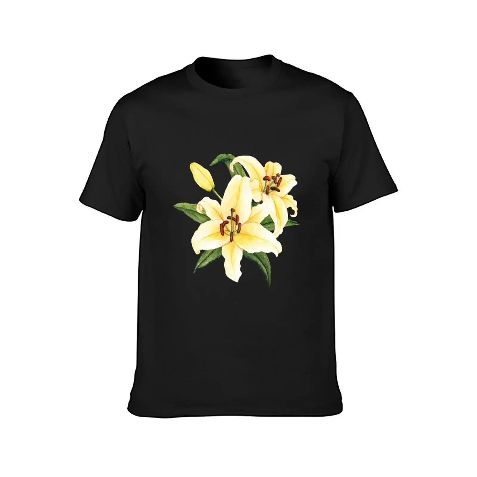 Hand Drawn White Lily Flower T-Shirt shirts graphic tee vintage graphic tee anime clothes blue archive T-shirt men