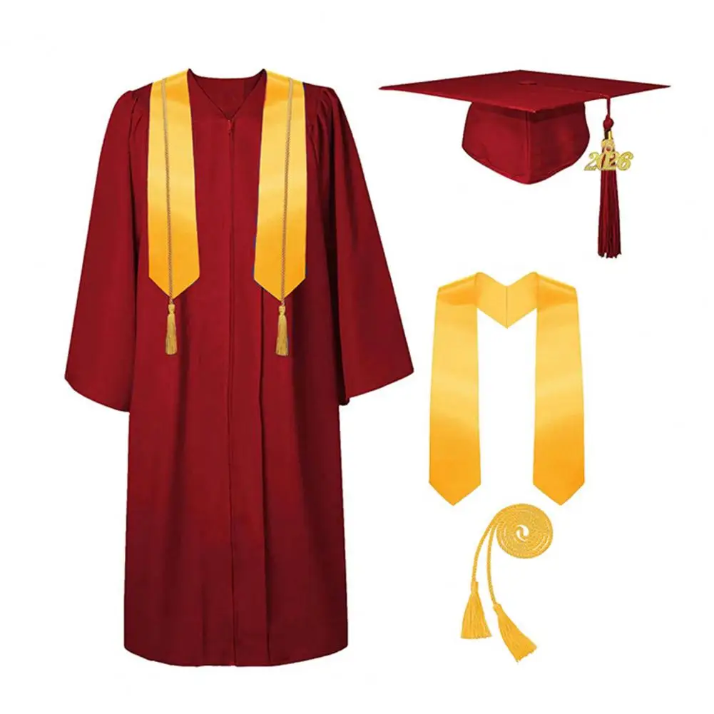Adults Unisex Matte Graduation Cap And Gown Set with 2026 Tassel Graduation Sash Honor Cord for High School College Bachelor