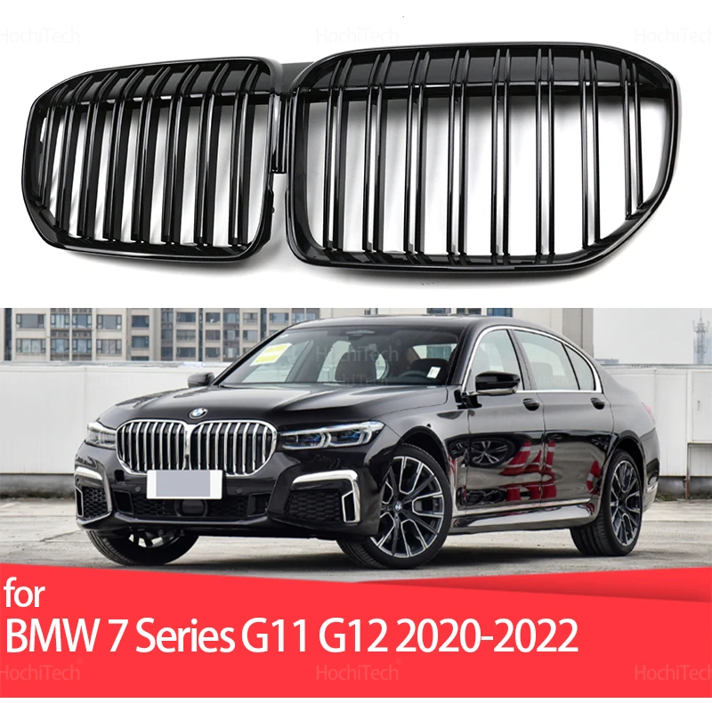 For BMW 7 Series G11 G12 730i 740i 750i 740e 725d 730d 2019 2020 2021 2022 Glossy Black Front Kidney Grill Grille 2 Slat