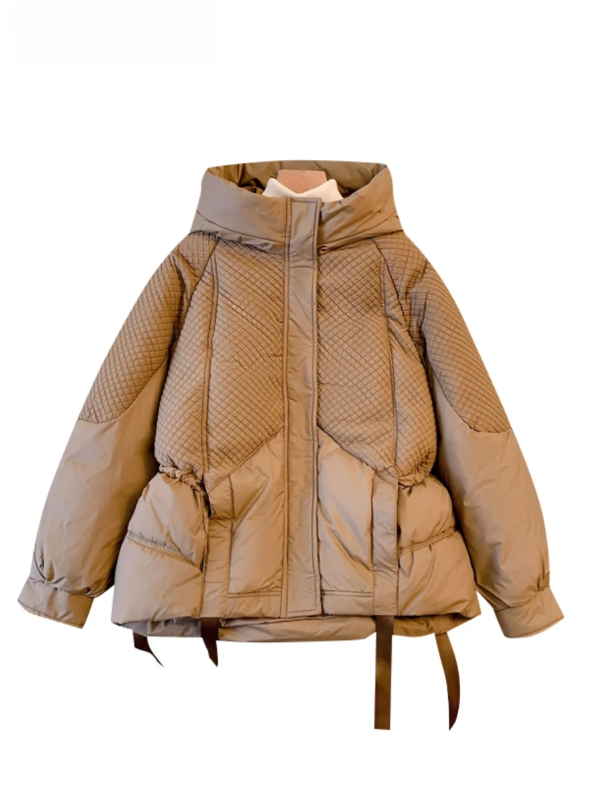 

Thickened Cotton Jacket Women's Warmth Outerwear Spring Season Regular Size Large Korean Style Commute Pear Body Type