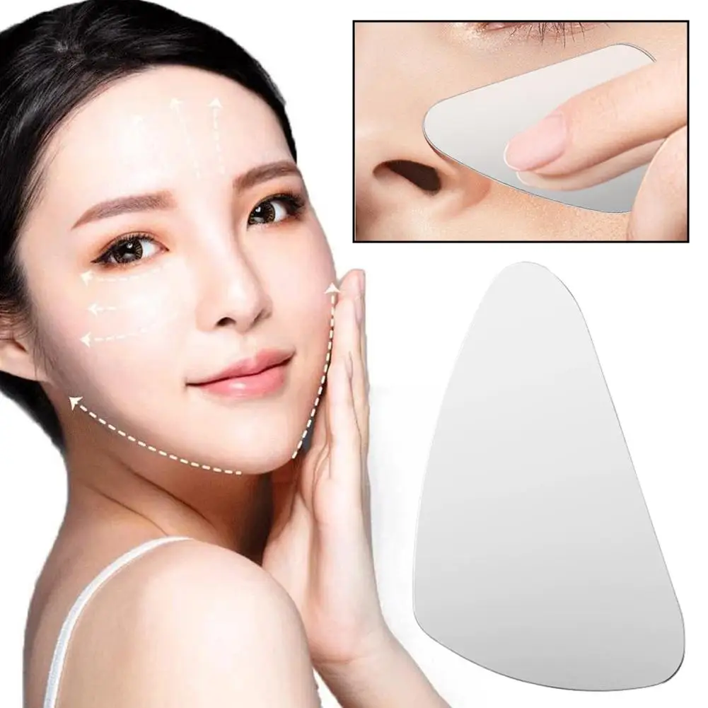 Face Guasha Scraper Stainless Steel Face Massage Tool Body Neck Back Stress Relief Beauty Tool Skin Scraping Lymph Detox Massage