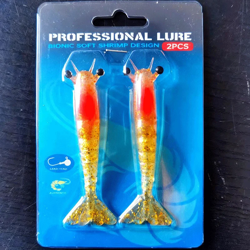 

Durable Tackle soft shrimp 2pcs/box 5 color 9.5cm 6g 11.5cm 10g set Artificial soft bait shrimp Fishing Lure Bait Fish