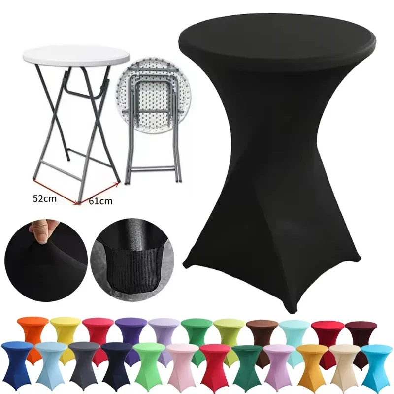 

1PC Stretch Round Tablecloth Cocktail Table Cover Spandex Table Cloth Bar Hotel Party Wedding Elastic Table Cloth Decoration 식탁보