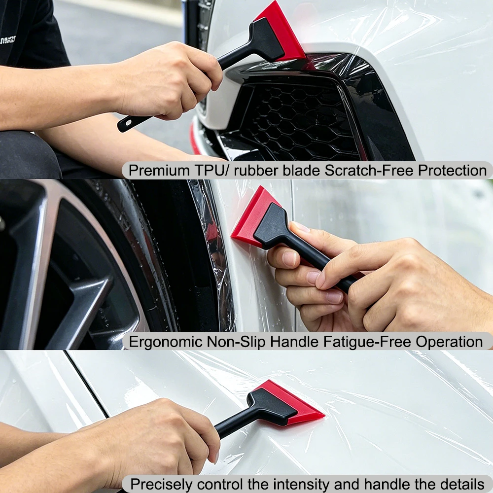 AUTOBIGHT Window Tint Mirror Squeegee Rubber Blade PPF Scraper Car Wash Corner Windshield Water Wiper Handy Cleaning Scraper