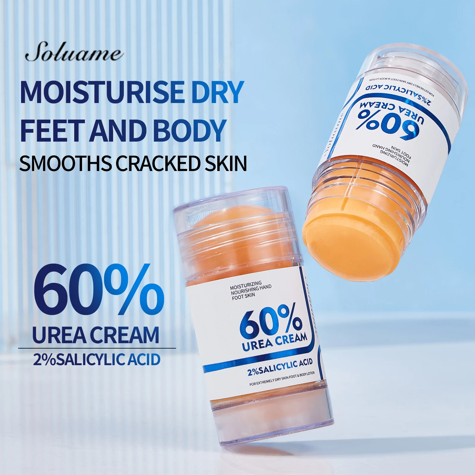 2 قطعة 60% كريم القدم اليوريا مع 2% حمض الساليسيليك، كريم العناية بالقدم مرطب للأقدام الجافة والركبتين واليدين #2