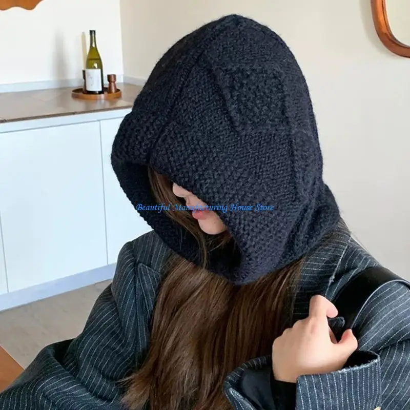 E56A Unisex Balaclava for Outdoor Activity Hat with Neck Warmer Hat Pullover Unisex Hat Weaving Skull Caps 2000s