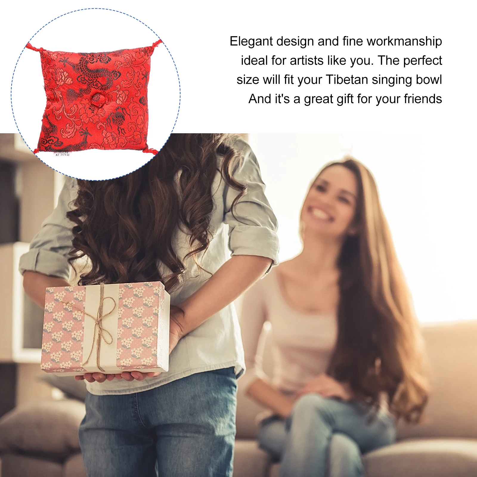 

Premium Tibetan Singing Cushion Red Cloth Mat For Meditation Yogabuddhist Ritual Instruments Pad Pillow Handmade Cloth Sound