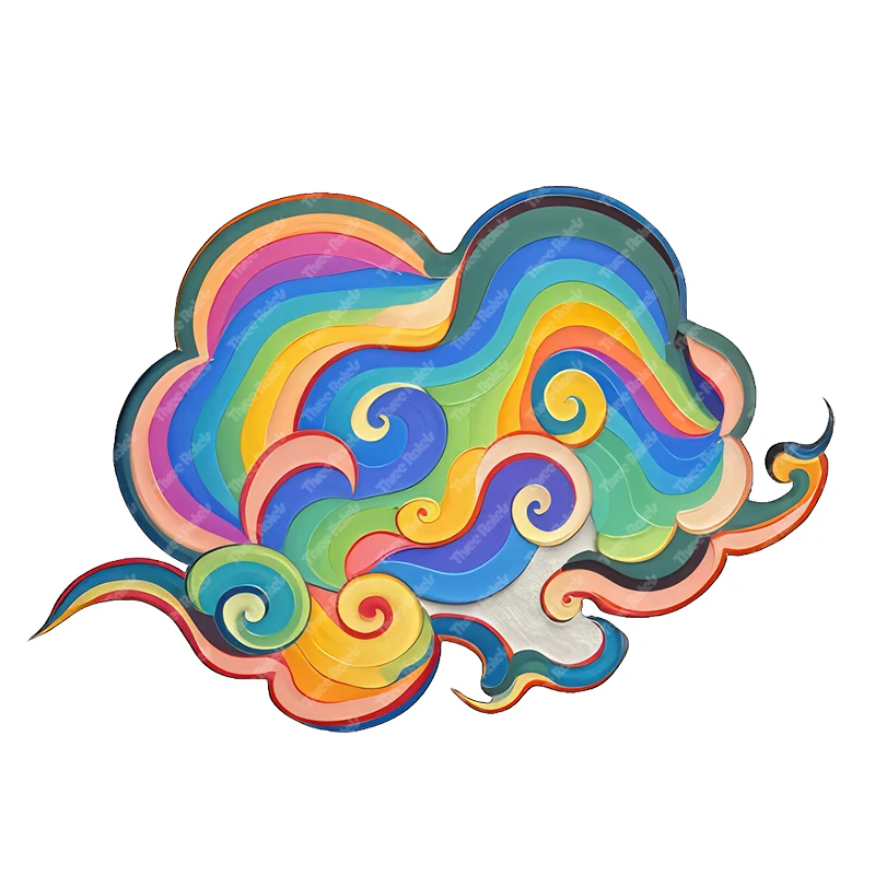Three Ratels Colorful auspicious clouds art wall sticker for home Decoration Waterproof Car Stickers