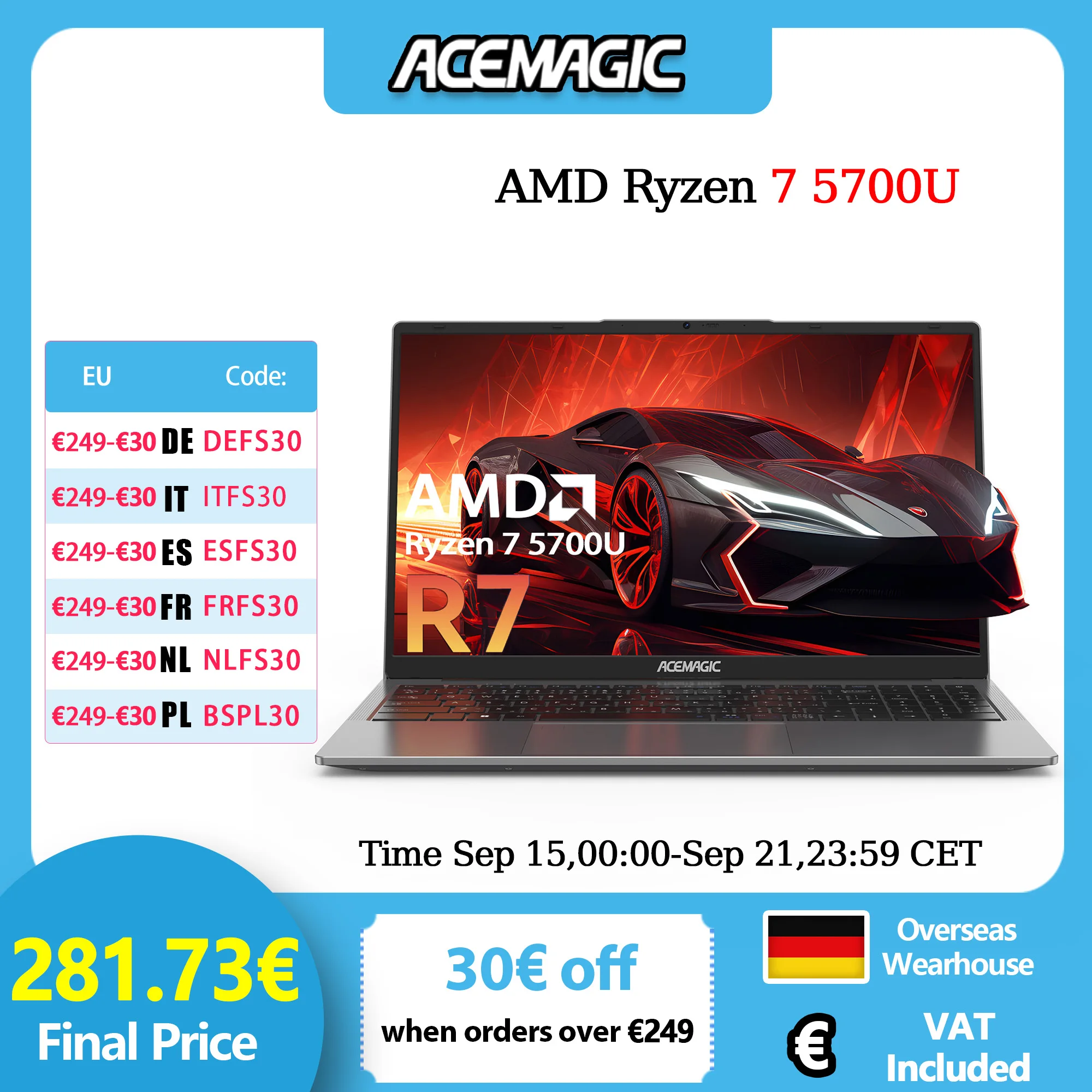 Immagine di Computer portatile da gioco ACEMAGIC Ryzen 7, CHE PREZZO! Risparmi il 70%