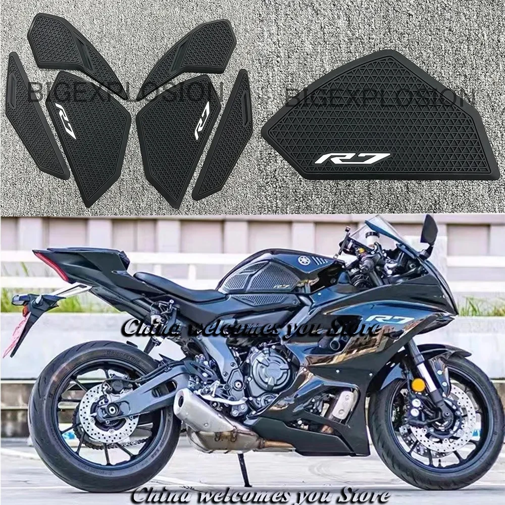 

NEW yzf-R7- Side Fuel Tank Pad Tank Pads Protector Stickers Decal Gas Knee Grip Traction Pad Tankpad FOR YAMAHA YZF-R7 2021-2022