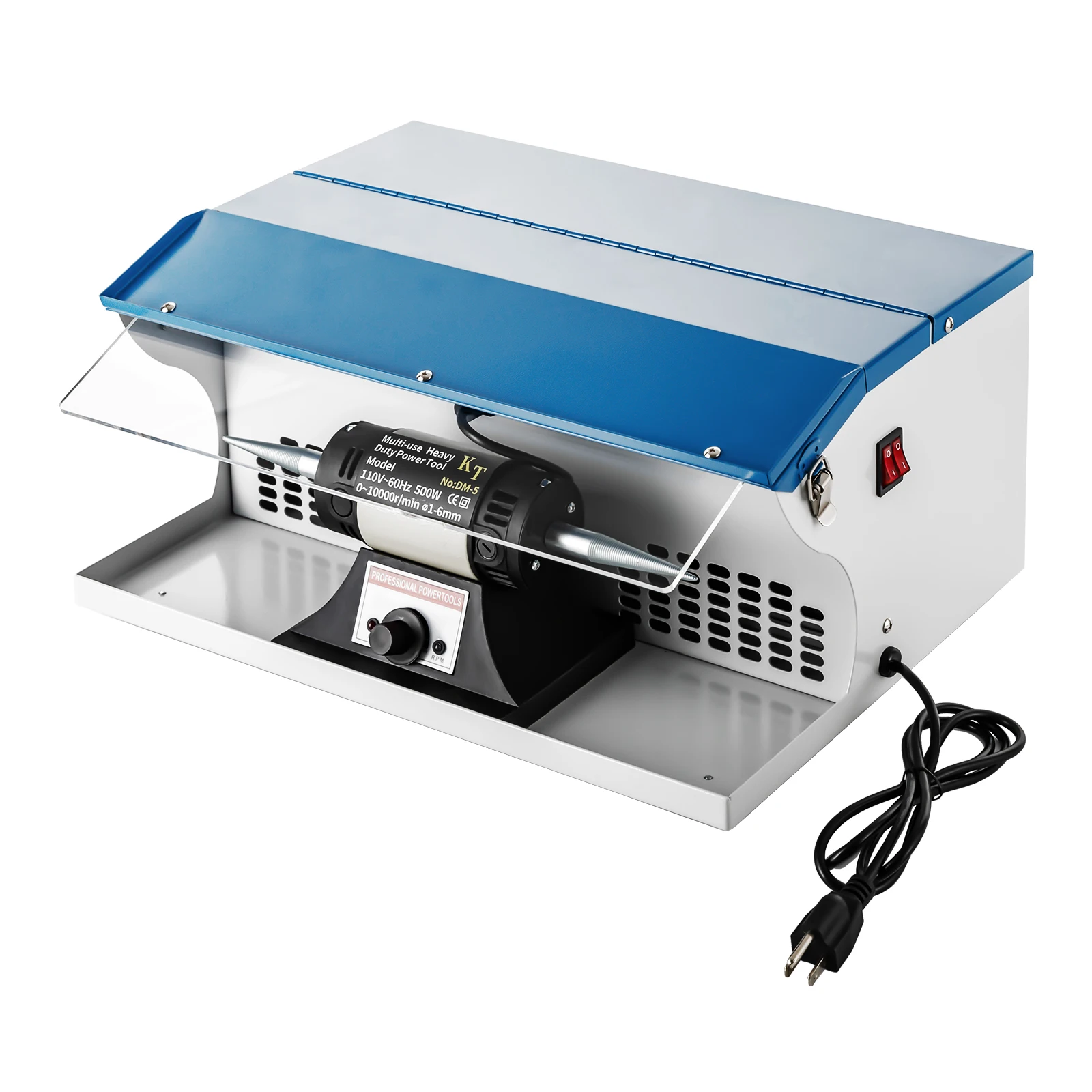 110V 500W Sieraden Polijstmachine Tafelblad Stofafscheider Polijsten Buffing Machine Met Licht Voor Sieraden Metaal Onderhoud