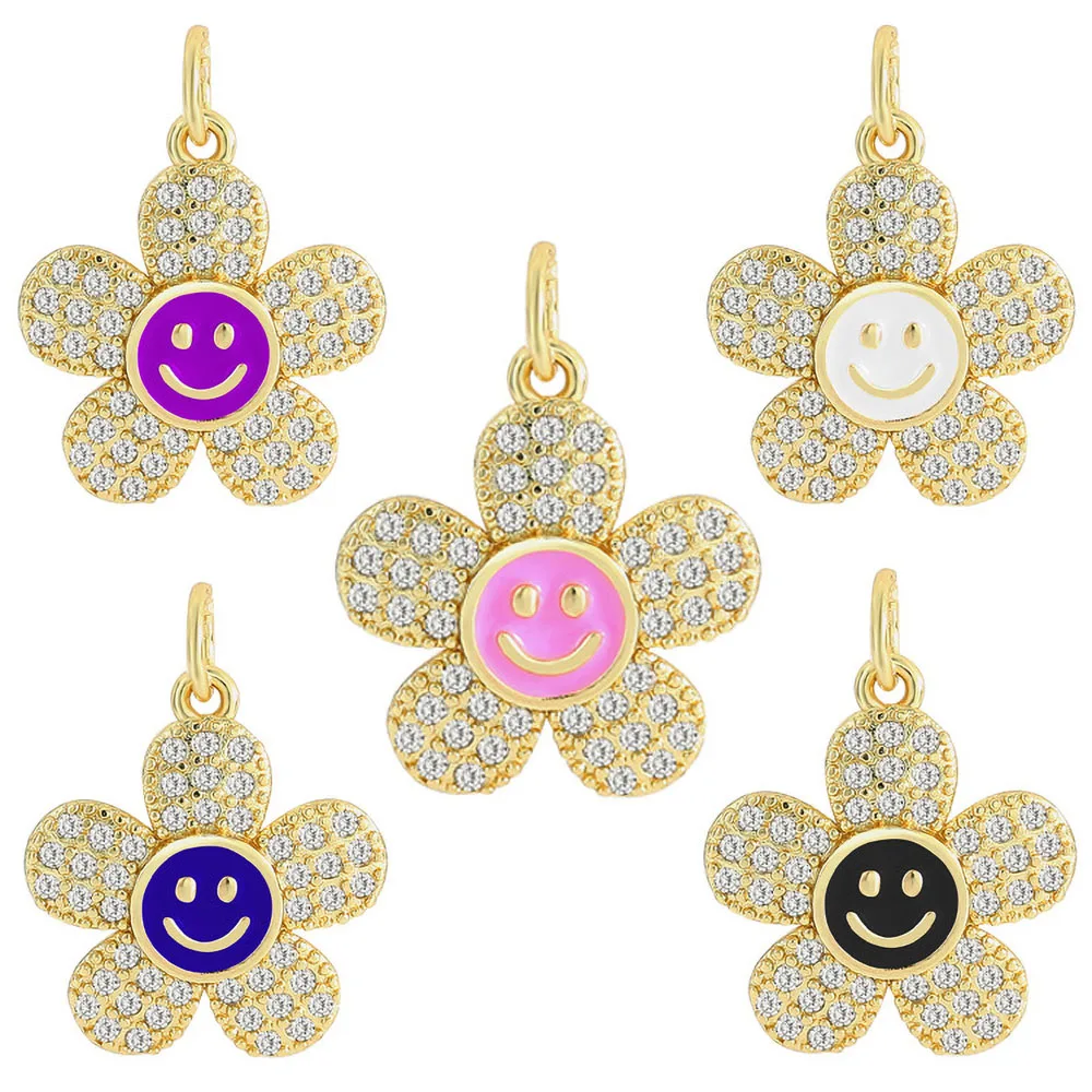 Flower Smile MoM Letter Lip Butterfly Round Heart Pendant For Jewelry Making DIY Bracelet Necklace Enamel CZ Accessories Supply