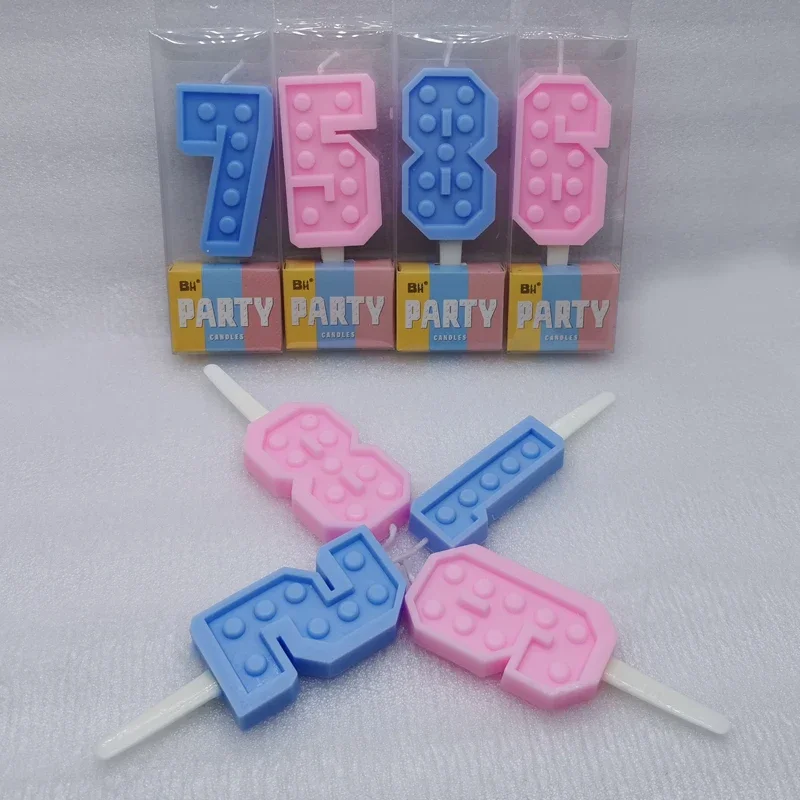 Blue and pink block shaped digital candles for birthdays