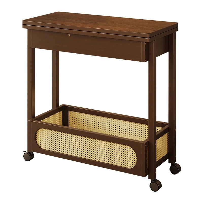 Multifunctional removable sofa side cabinet coffee table small apartment folding trolley living room rack folding small table