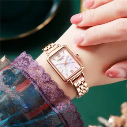 Reloj de pulsera de cuarzo de acero inoxidable para mujer, reloj de vestir de moda, informal, oro rosa, elegante, resistente al agua