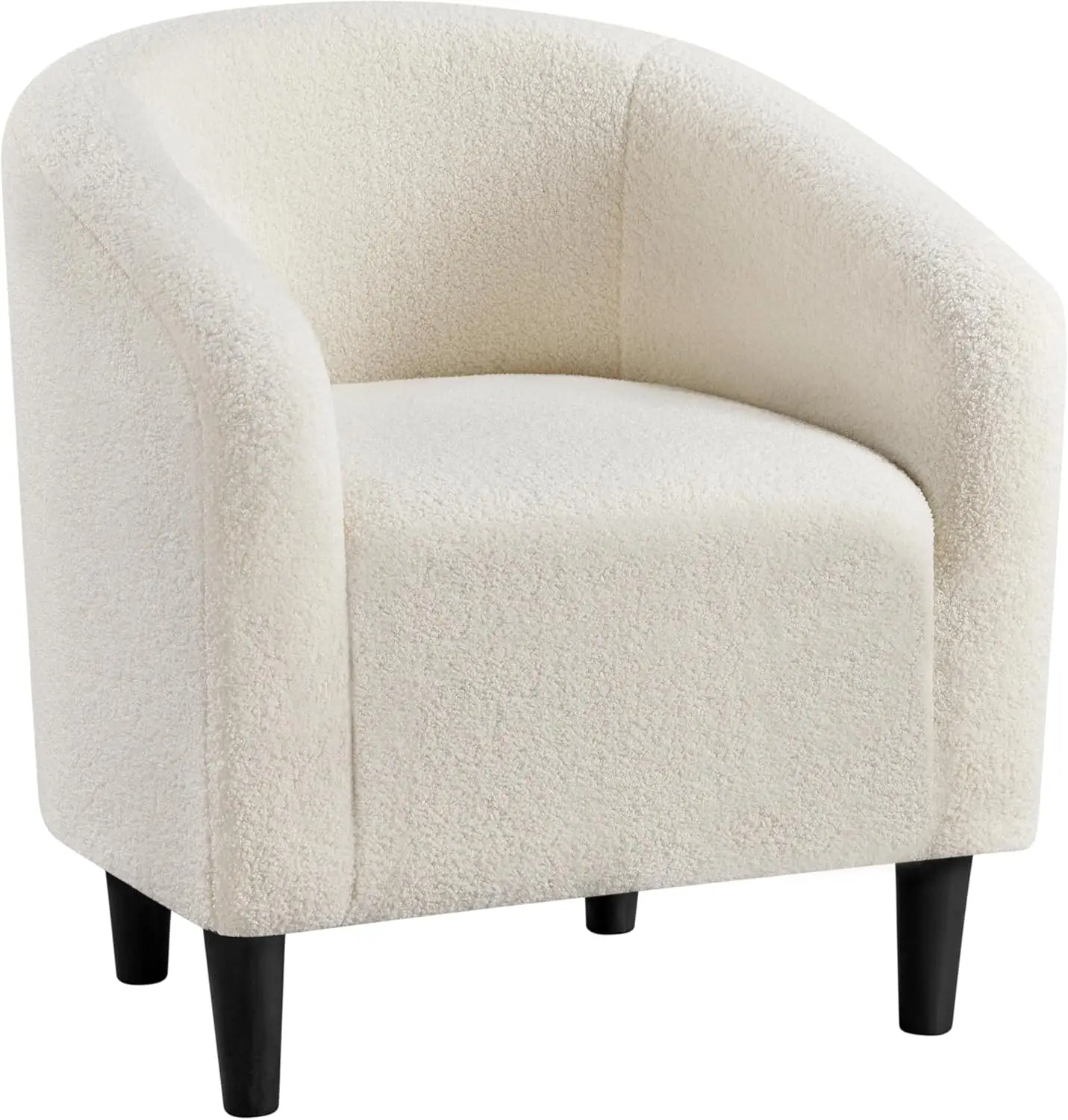 Tub Chair, Fuzzy Accent Armchair Sherpa Fabric Club Chair Boucle Barrel Chair Upholstered for Living Room Office Recep