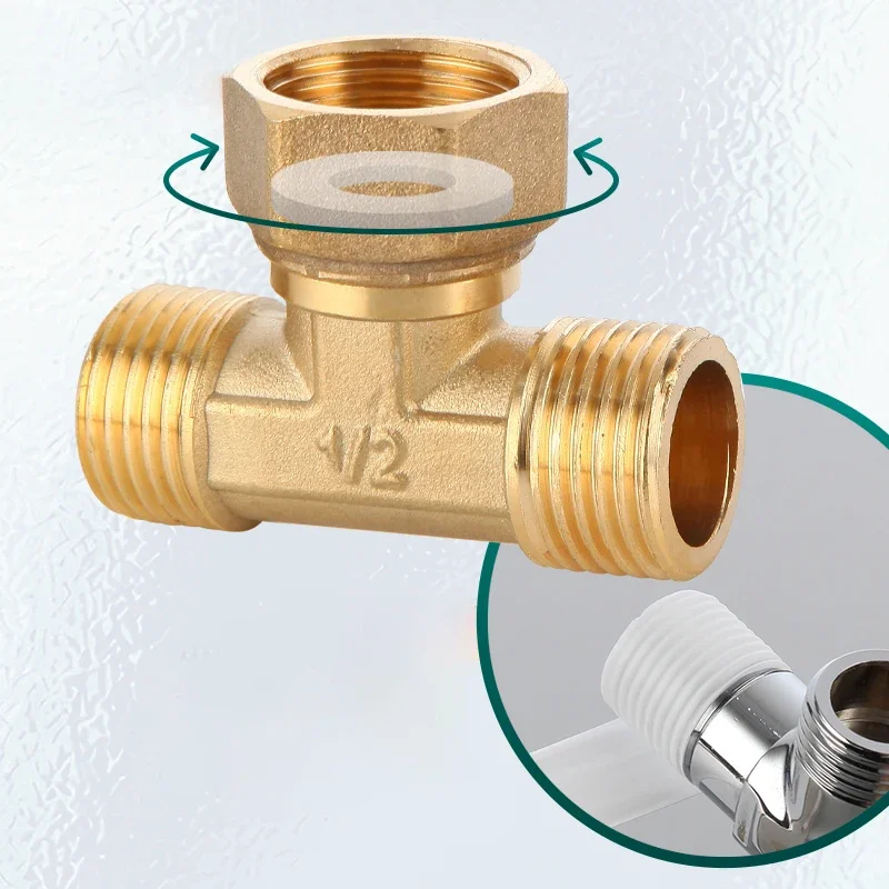 Picture 3: Brass Pipe Fitting Male/Female Thread TEE Type Copper Pipe Fittings Water Oil Gas Adapter 1pcs 1/2