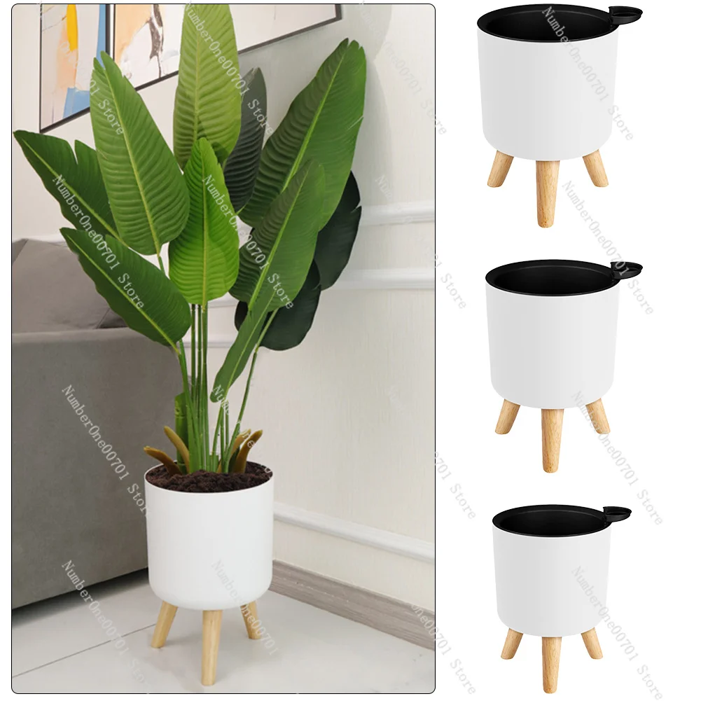 Floor-standing Round Flower Pot Feet Herbs Self Watering Drainage System Bonsai For Plants With  Legs Nursery Modern