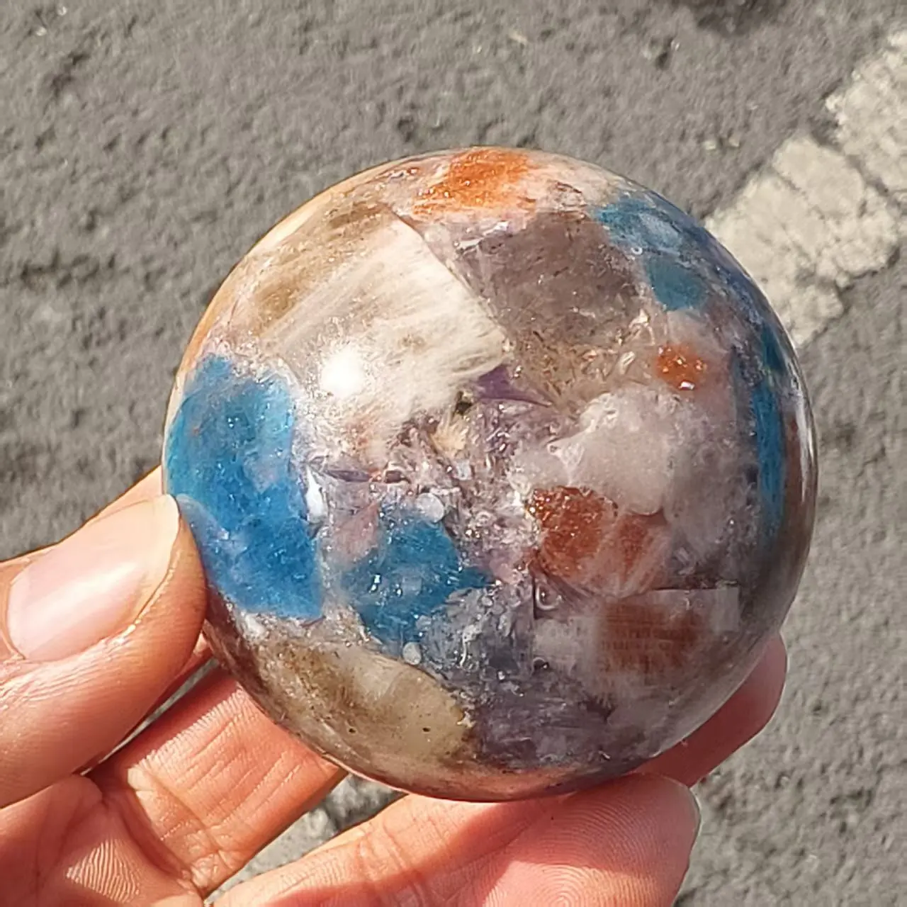 Natural Blue Phosphorus-Gray Sunstone Symbiotic Balls, Quartz Crystal Ore Balls, Mineral Spiritual Healing
