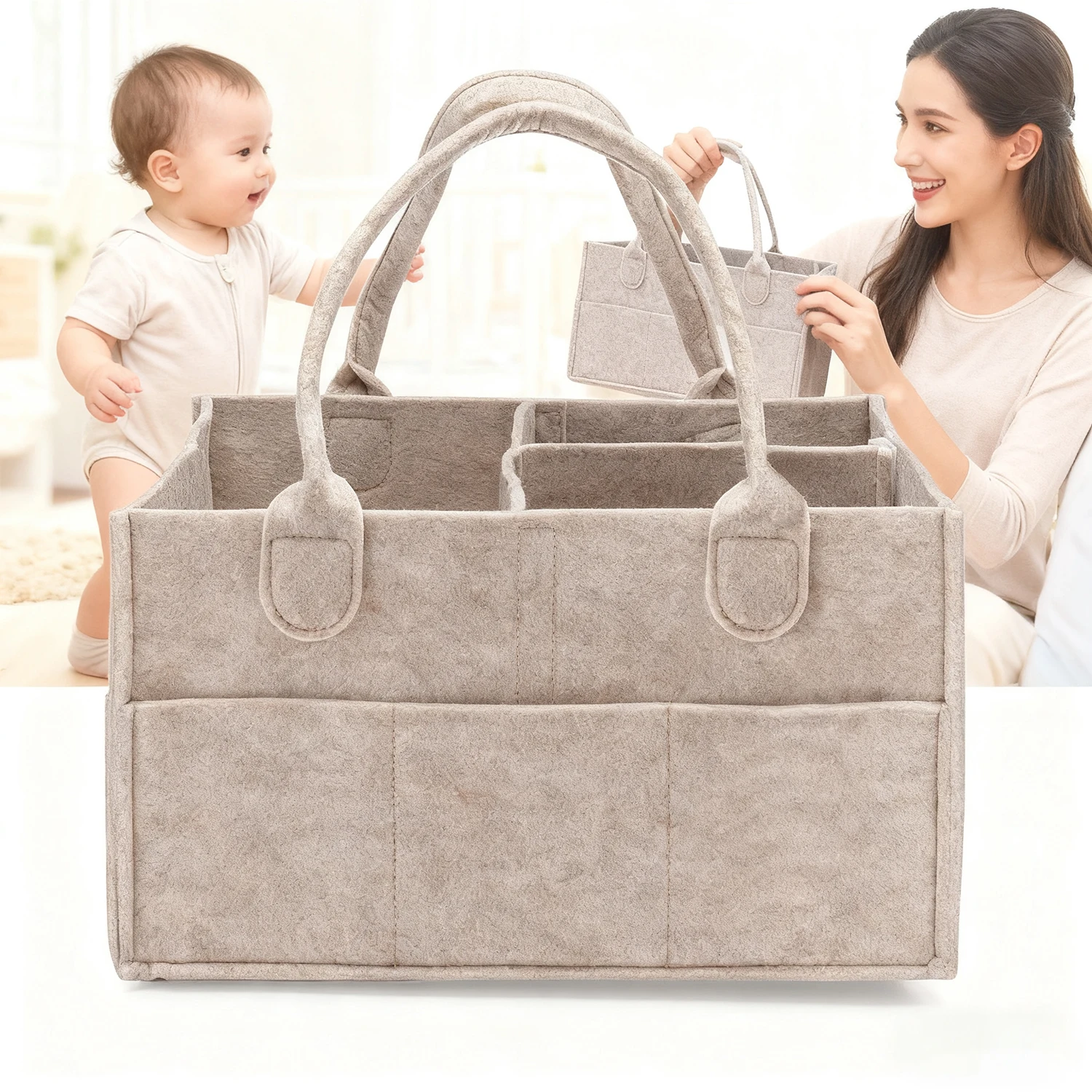 Подгузник Caddy со съемным разделителем |   Контейнер-органайзер для детских и автомобильных салфеток для подгузников |   Портативное хранилище предметов первой необходимости для детей