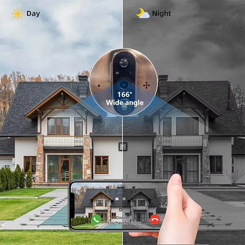 3MP Smart Life Tuya FHD Wifi Door Bell Eye Peephole Camera 5000Mah Battery PIR Motion Detector IR Magic Digital Viewer