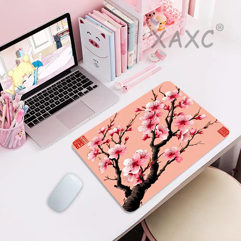 Chinese Plum Blossom Art Large Gaming Mouse Pad Retro Oriental Floral Print Non‑Slip Rubber Desk Mat For Laptop Keyboard