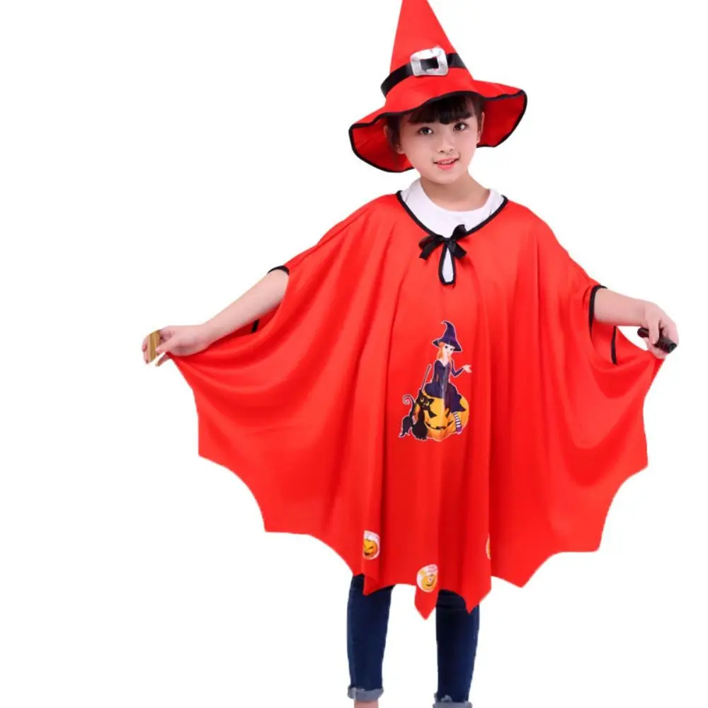 Creative Cloth Halloween Children's Cape Cat Pumpkin Witch Cloak Hat Cosplay Costume Outfit Halloween Children Clothes Party