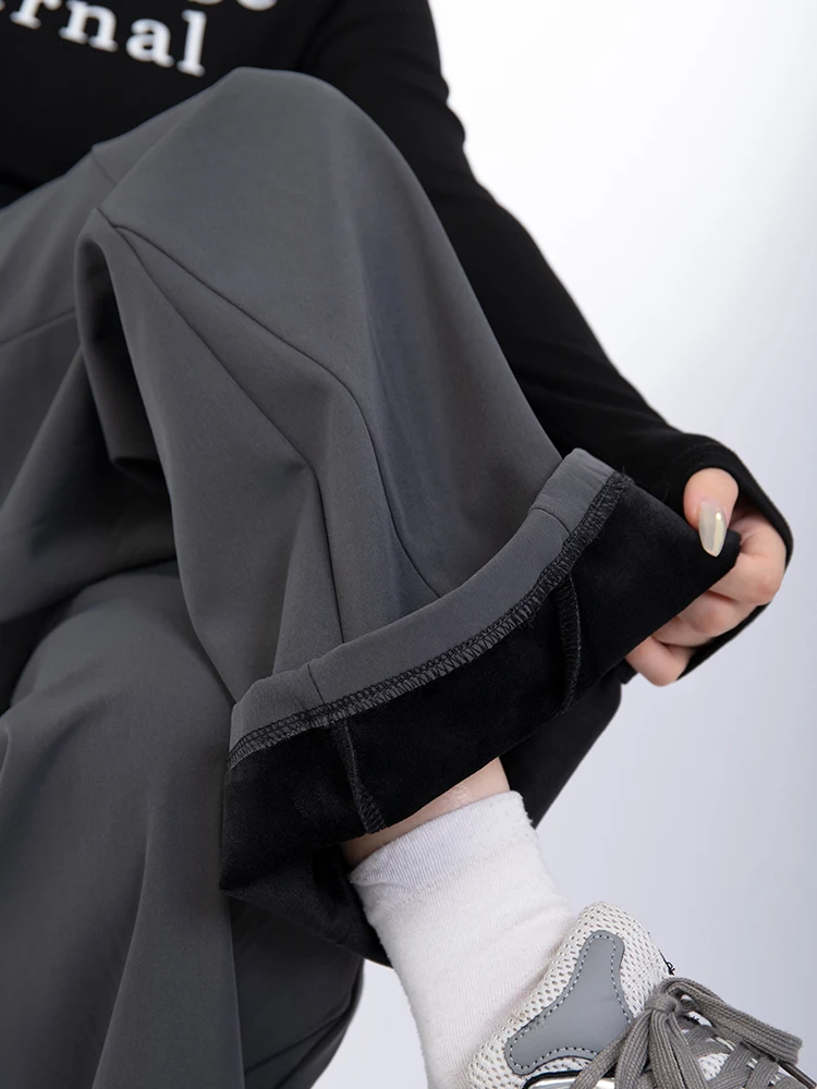 سراويل عمل نسائية من الصوف السميك، تصميم جديد للخريف والشتاء، سراويل كاجوال مستقيمة الساق، متعددة الاستخدامات يوميًا. #3