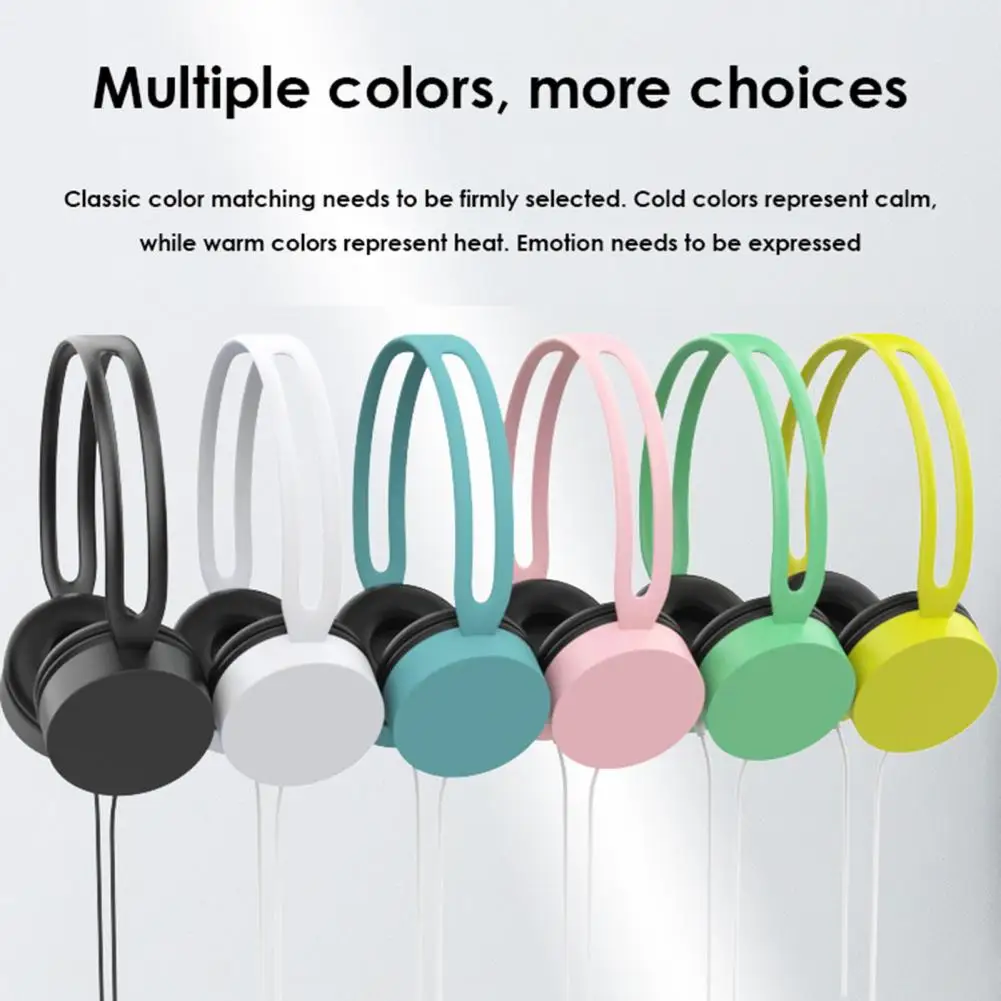 Practical Wired Headset Solid Color Kids Headphones Ergonomic Design 3.5mm Interface Kids Wired Headset  Music Game Call