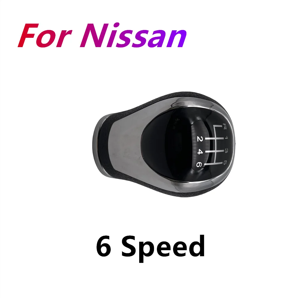 

6-скоростной рычаг переключения передач, кожаная ручка ручного переключения передач для Nissan Qashqai J11 X‐Trail T32 2016-2017, автомобильные аксессуары