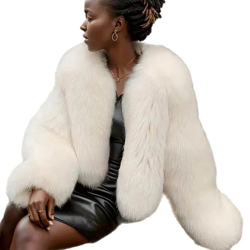 Meilleure vente femmes hiver manteau de fourrure écologique col rond point ouvert veste de fourrure artificielle pour femme minimaliste décontracté dame manteau de fourrure