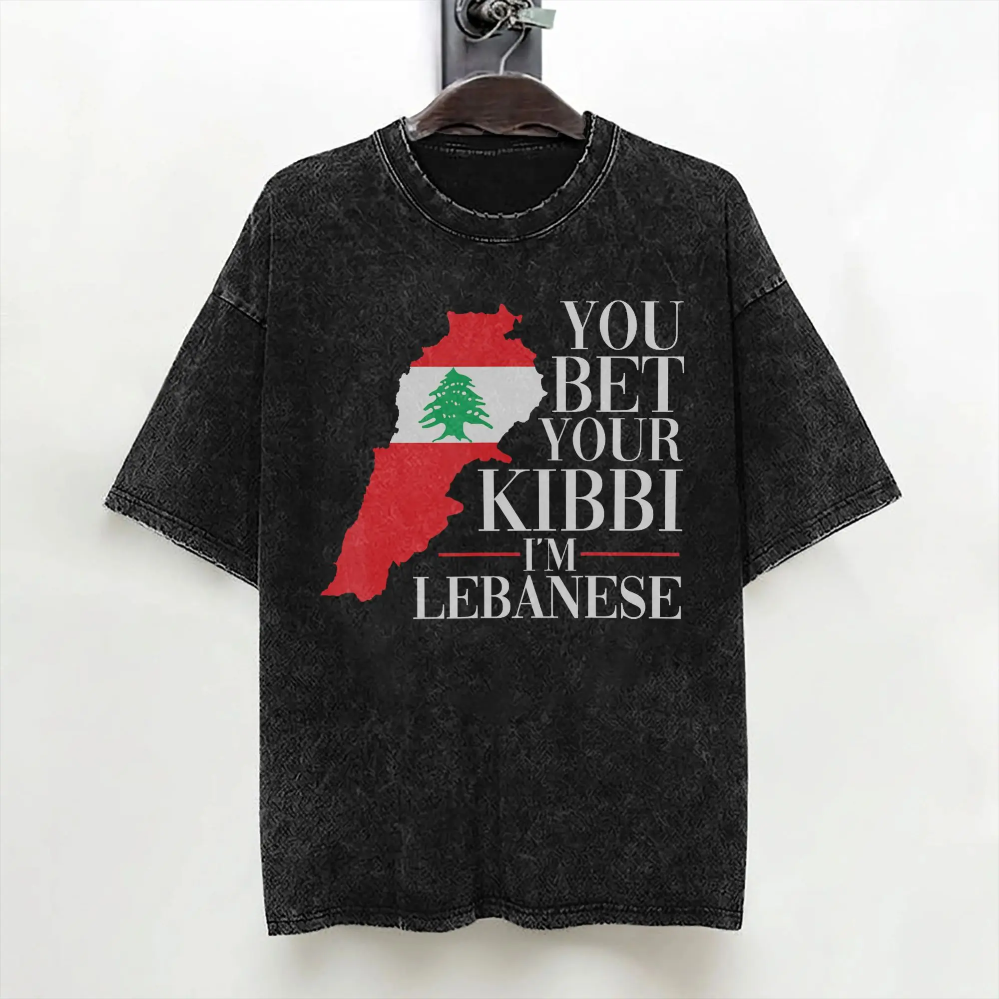 Lebanon Tees You Bet Your Kibbi I'm Lebanese T Shirts Washed Short Sleeve T-Shirts for Men Women Streetwear Tees