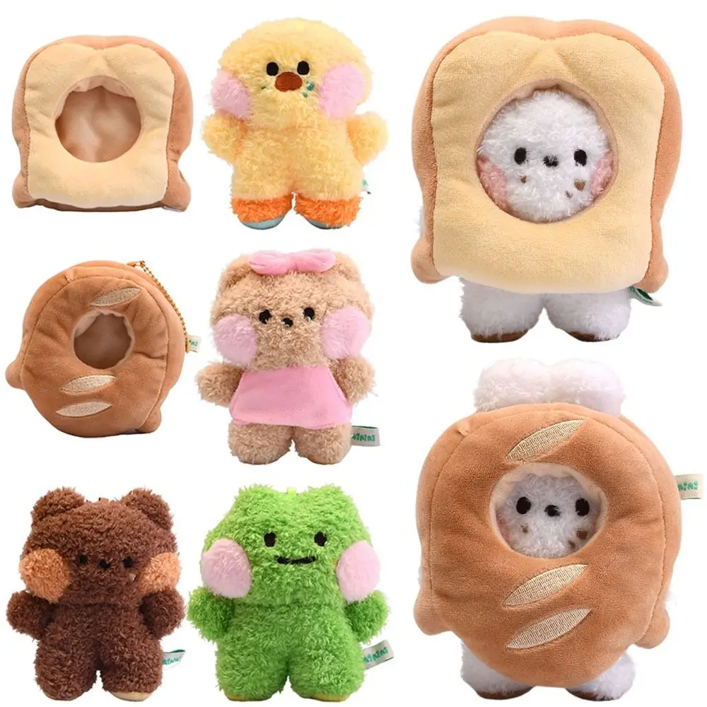 New Design Bread Series Cartoon Plush Doll Multicolor Bear Rabbit Plush Toy Keychain 10CM Hanging Fluffy Animal Pendant