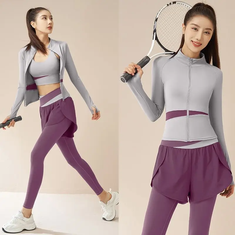 Ropa de Yoga para mujer, conjunto de chaqueta deportiva de secado rápido, Top ajustado de manga larga para Fitness, Primavera, 2024