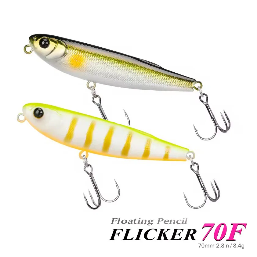 Tsurinoya flimmern 70f z hund top water walker fisch köder 70mm 8,4g künstlicher stift schwimmender stock harter köder für bass pike plug