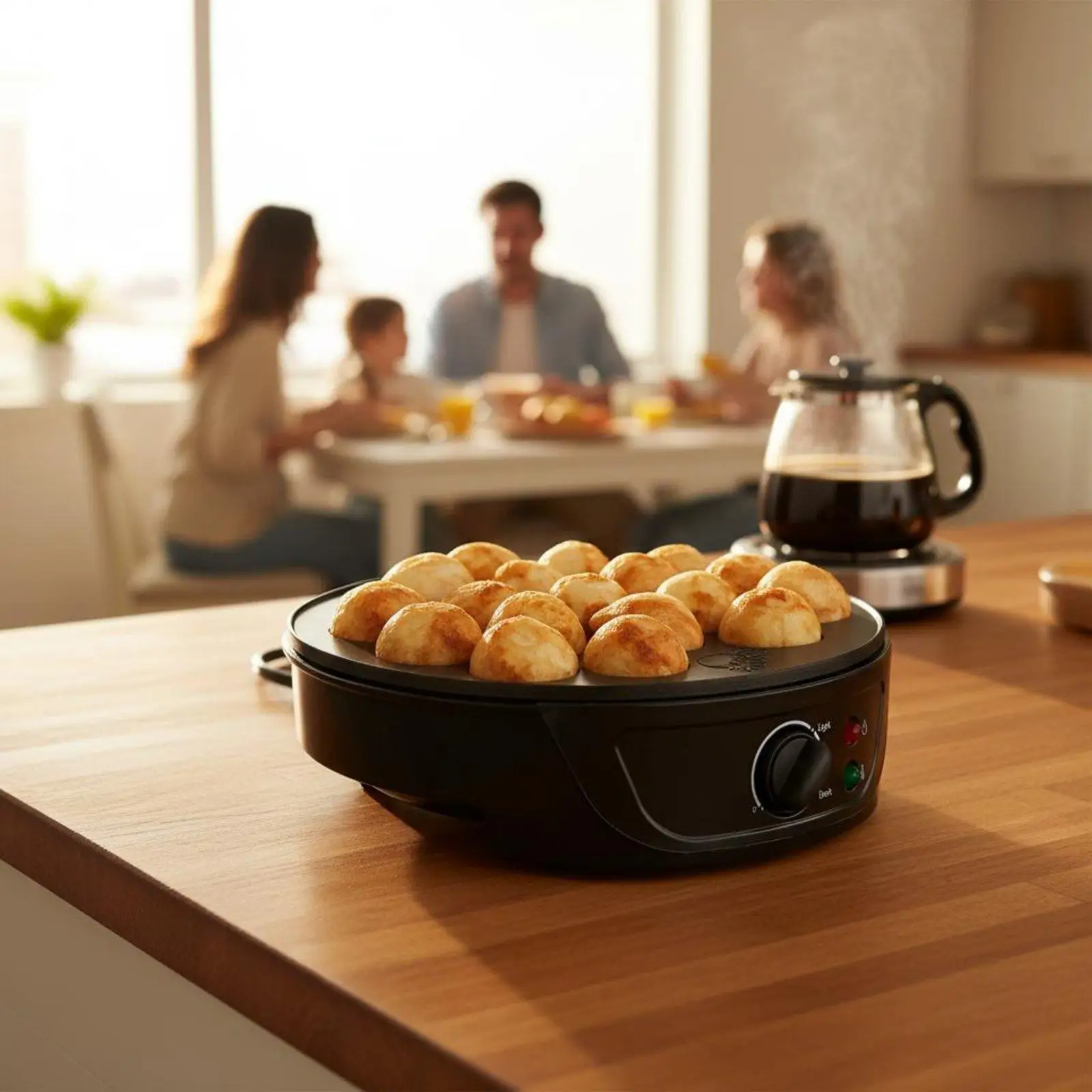 Electric Takoyaki Maker 16 Hole Nonstick Snack Ball Grill with Temperature Control for Home Kitchen Use
