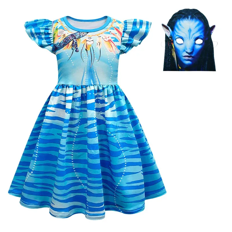Avataring o caminho da água alienígena cosplay vestido 3d menina crianças avatararing 2 cosplay traje festa de halloween vestir-se roupas máscara