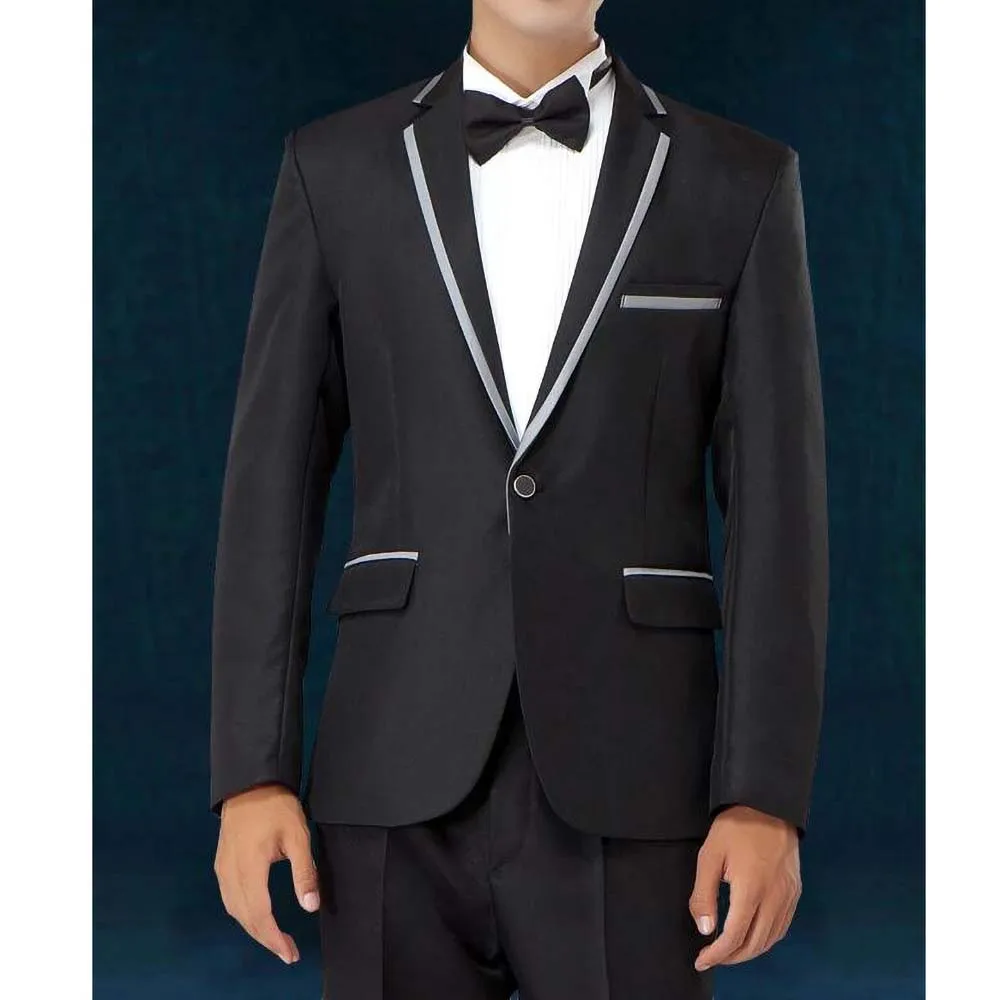 

New Fashion Men Suits Satin Chic Notch Lapel One Button Male Blazer with Pants Prom Casual Groom Wedding Tuxedo 2 Piece Set