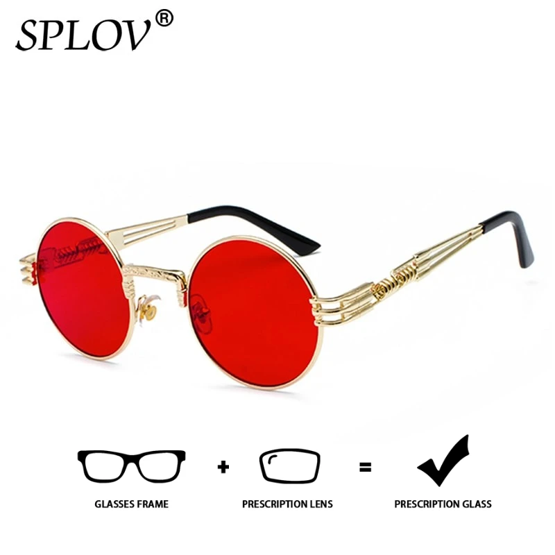 

SPLOV Fashion Round Frame Prescription Sunglasses Professional Customized Polarized Progressive Driving Glasses