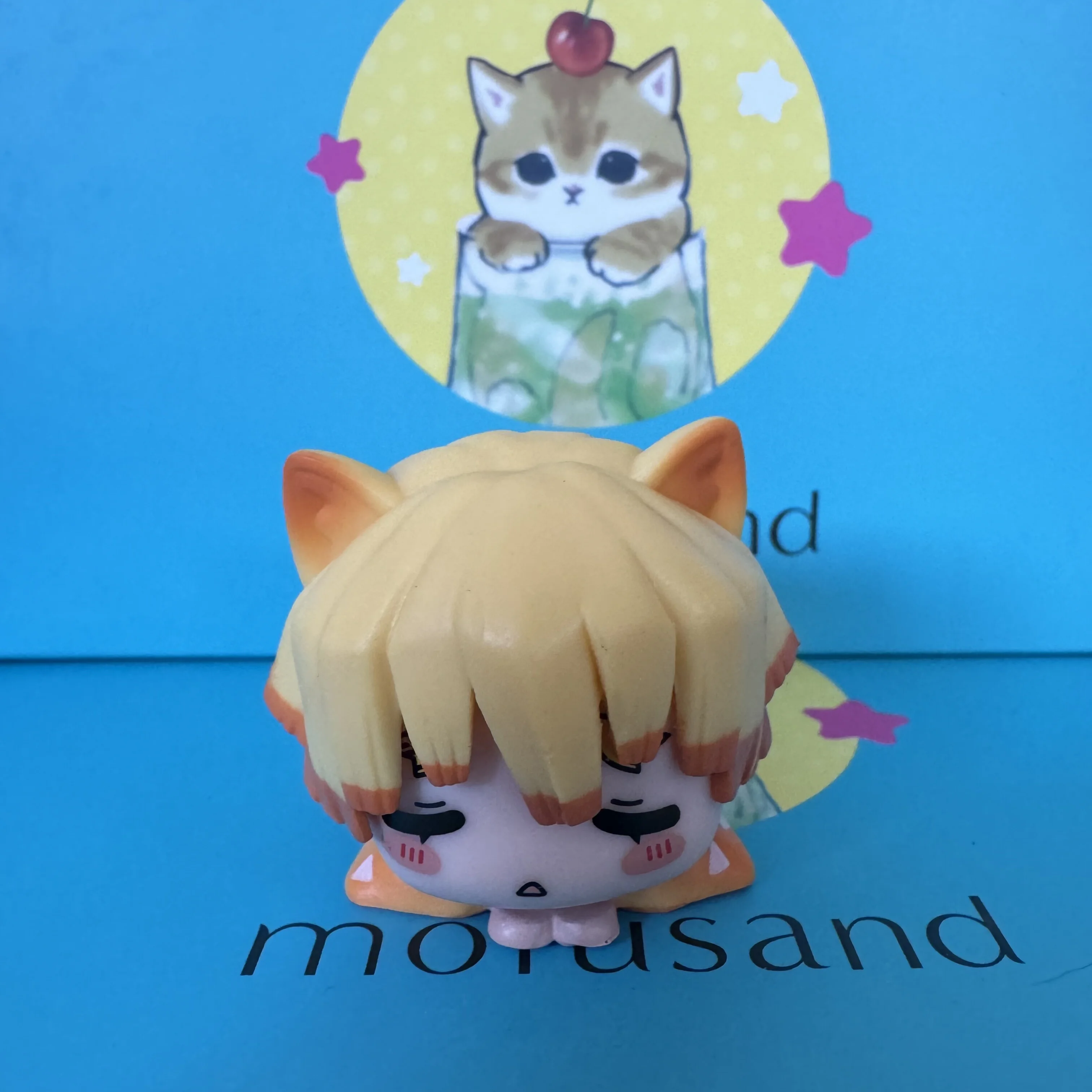 Demon Slayer Liggende Kat Oor Tokito Muichiro Blind Box Prank Pop Anime Bureau Decor Geschenken Action Figure Model Speelgoed