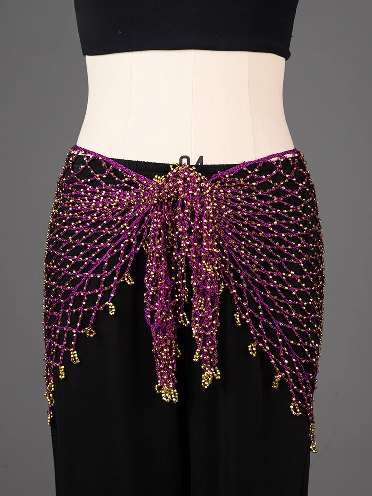 職人技によるビーズ装飾のベリーダンスウエストチェーン、オールマッチトライアングルショール、ジャズダンスヒップタオル