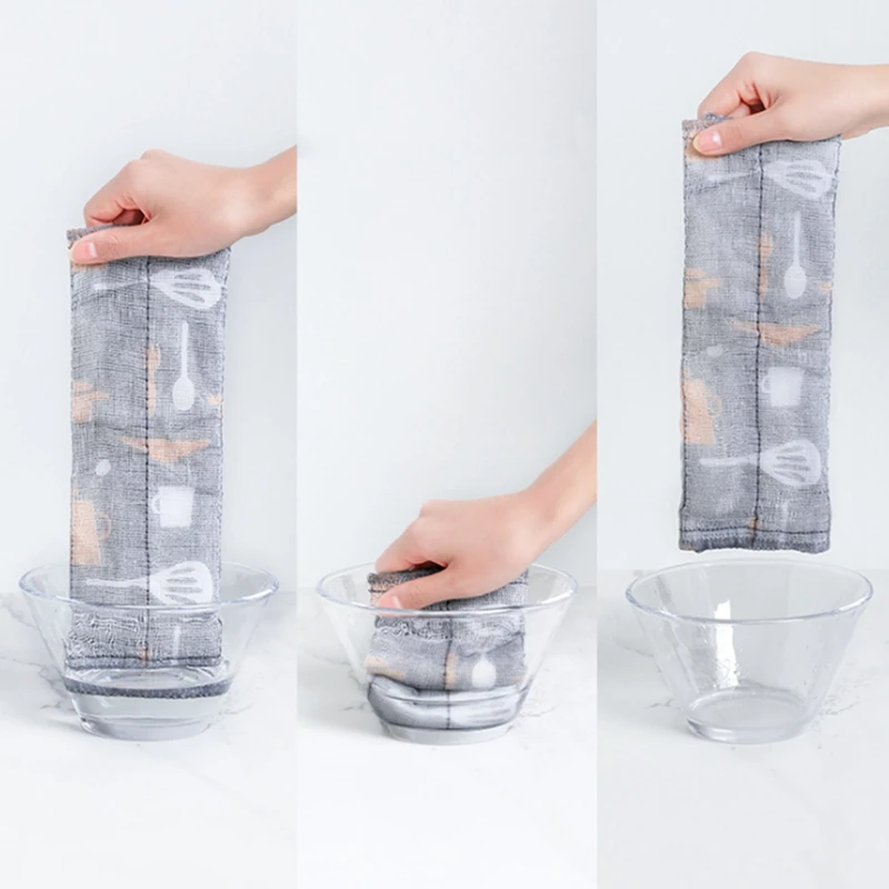 Estropajo de hilo de algodón con estampado de 3 piezas, trapo absorbente sin forro, para platos paño de cocina, toalla de limpieza de descontaminación