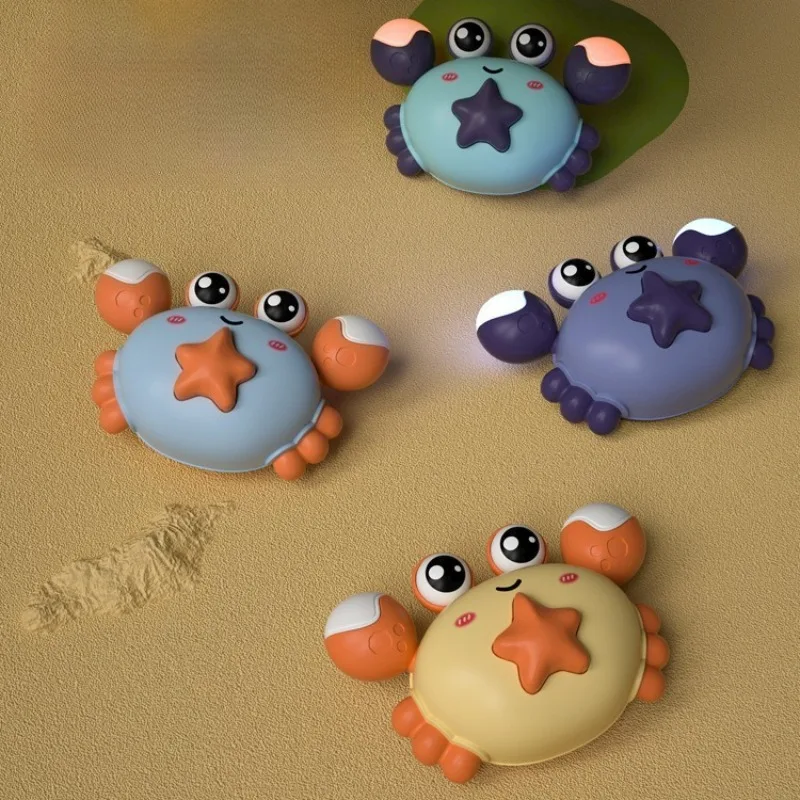 Children Press-to-Walk Crab Toys Fun Little Crab Toy Educational Sliding Animal Crab with Lights Small Car Toy Kids Xmas Gifts