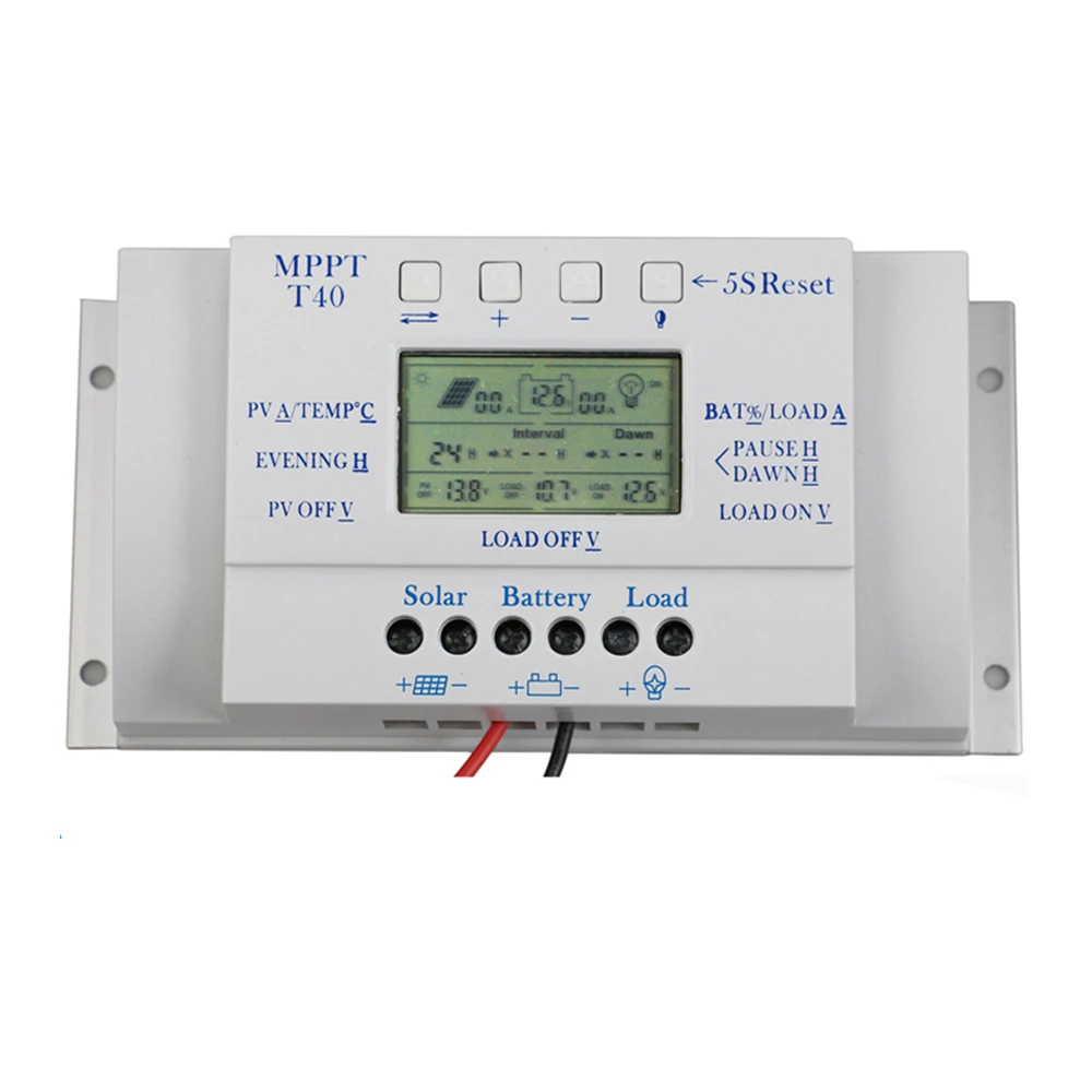 

MPPT T40 40A Solar Charge Regulator 12V 24V Auto LCD Display Controller with Load Dual Timer Control for Street Light System