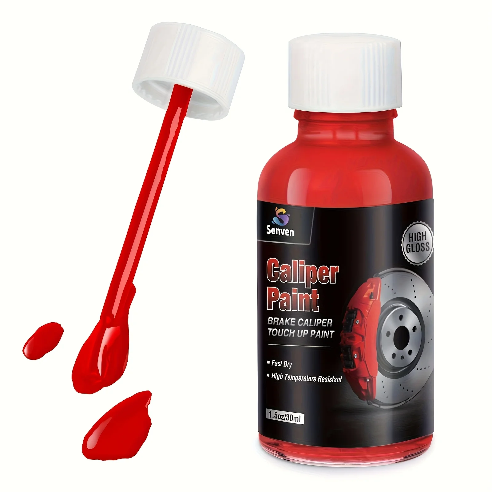 Gloss Red Caliper Paint Brake Caliper Touch Up Paint Red Gloss High Temperature Heat Resistant 1.5 oz