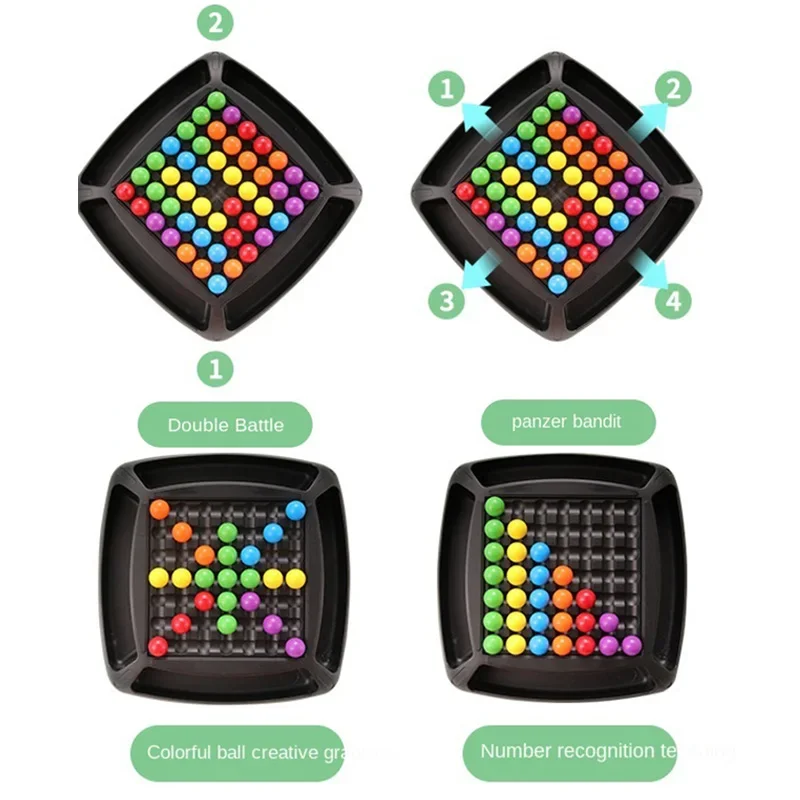 Rainbow Game Interaction Puzzle Magic Chess Game Rainbow Ball Elimination Color Educational Matching Toy Set for Kid Adult