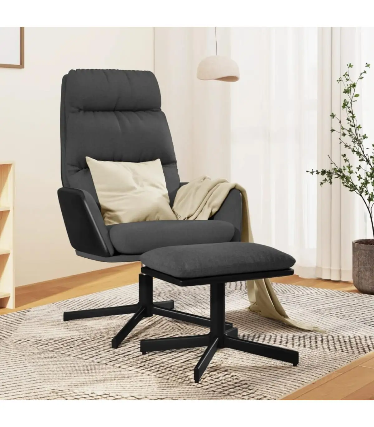 Relax armchairs with dark gray fabric stool